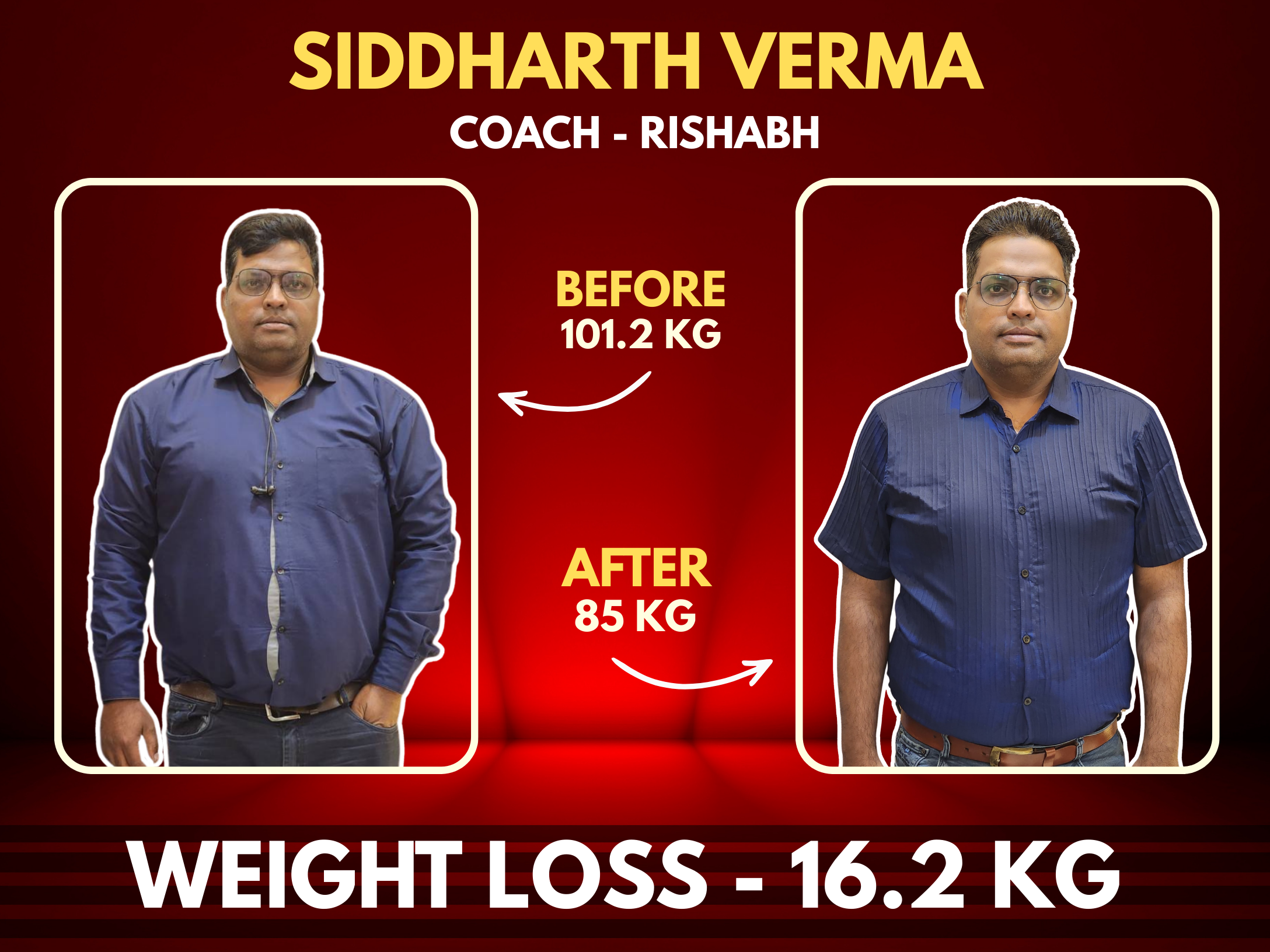 Siddharth Verma's weight-loss transformation